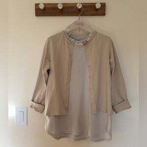 Muji Beige Button-Up Cardigan